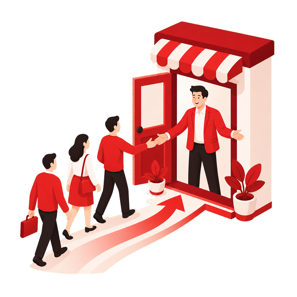 Agence de location recevant ses nouveaux clients